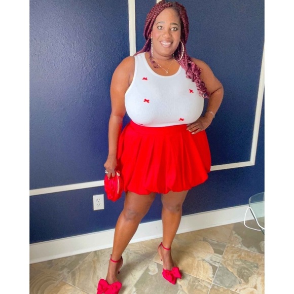 Women's Bubble Hem Mini Skirt - A New Day™ Red new - Picture 4 of 9